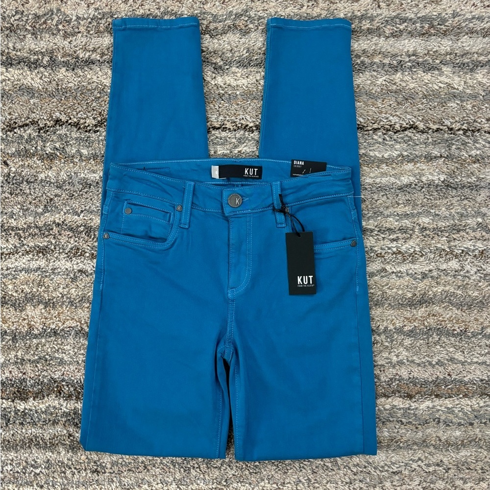 KUT From The Kloth Diana Skinny Jeans Sz 0 NWT | KUT Blue Diana Skinny Jeans - - Picture 2 of 14